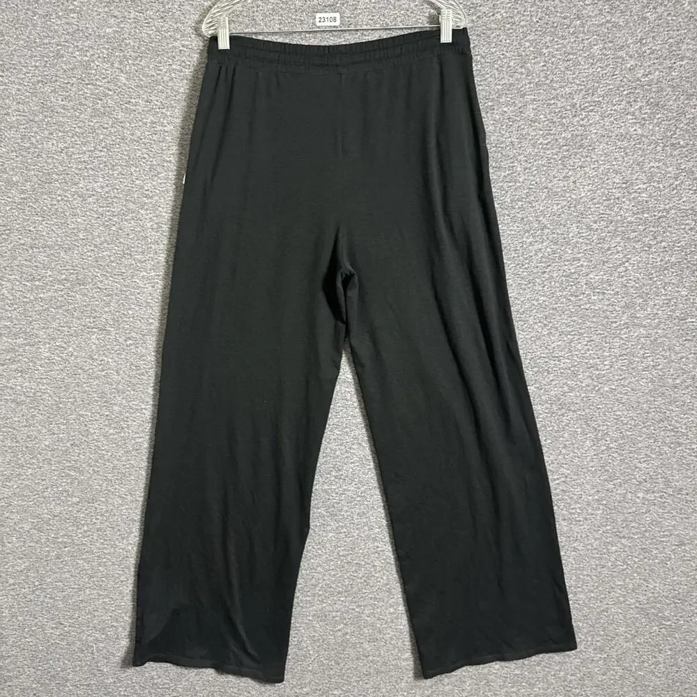 Vuori Women's Large Solid Black Stretch Polyester Halo Essential Wide Leg Pants_3